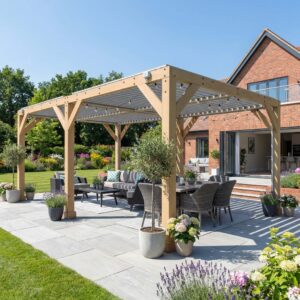 Yardistry Wood Room with Aluminum Louvered Roof
