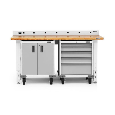 Gladiator Premier Welded Steel White 3 Piece Workbench Set