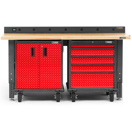 Gladiator Premier Welded Steel Red 3 Piece Workbench Set - Image 4