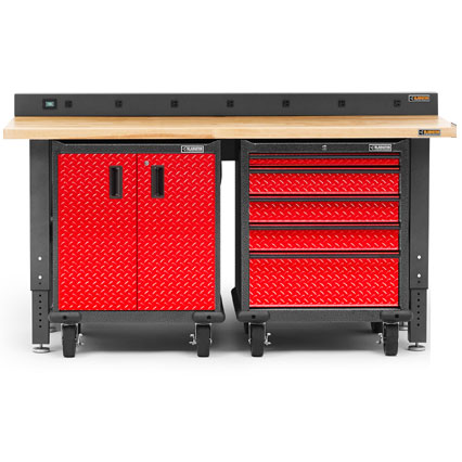 Gladiator Premier Welded Steel Red 3 Piece Workbench Set - Image 2