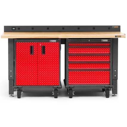 Gladiator Premier Welded Steel Red 3 Piece Workbench Set - Image 3