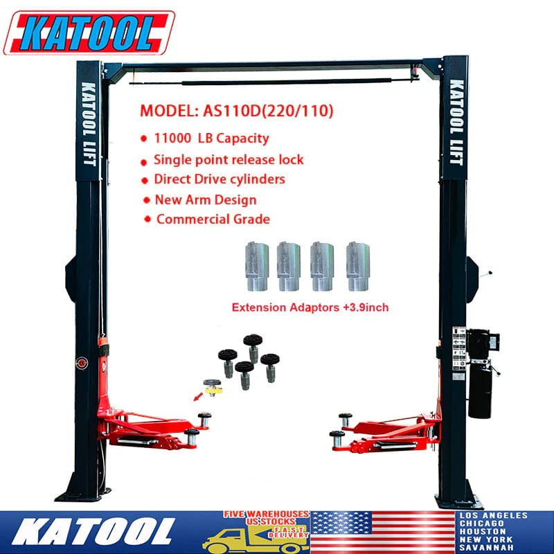 Katool KT-AS110D 11,000 lb Asymmetric Two-Post Lift — Direct Drive, Single-Point Lock Release - Image 6