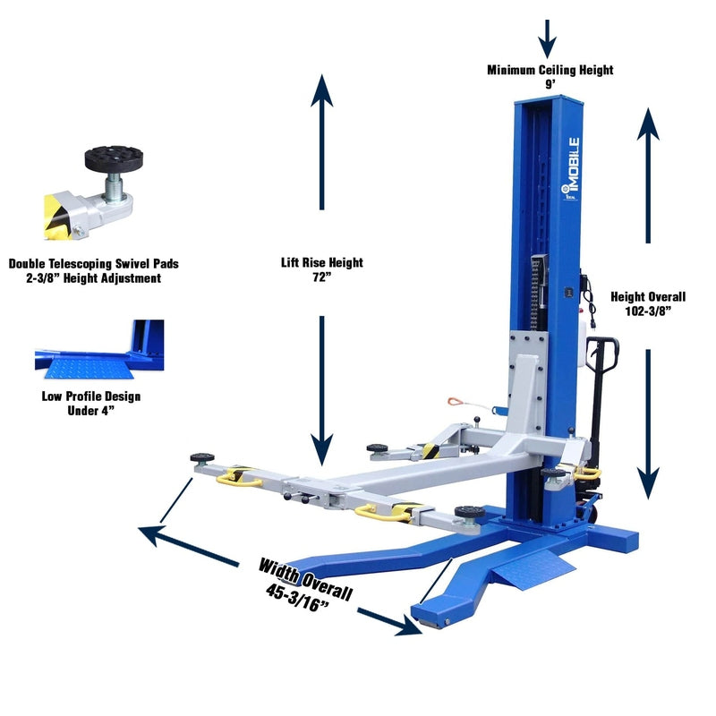iDEAL MSC-6KLP 6,000 lb Mobile Single Column Lift - Low Profile - Image 11