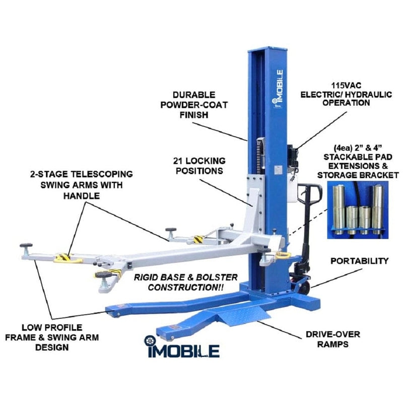 iDEAL MSC-6KLP 6,000 lb Mobile Single Column Lift - Low Profile - Image 10