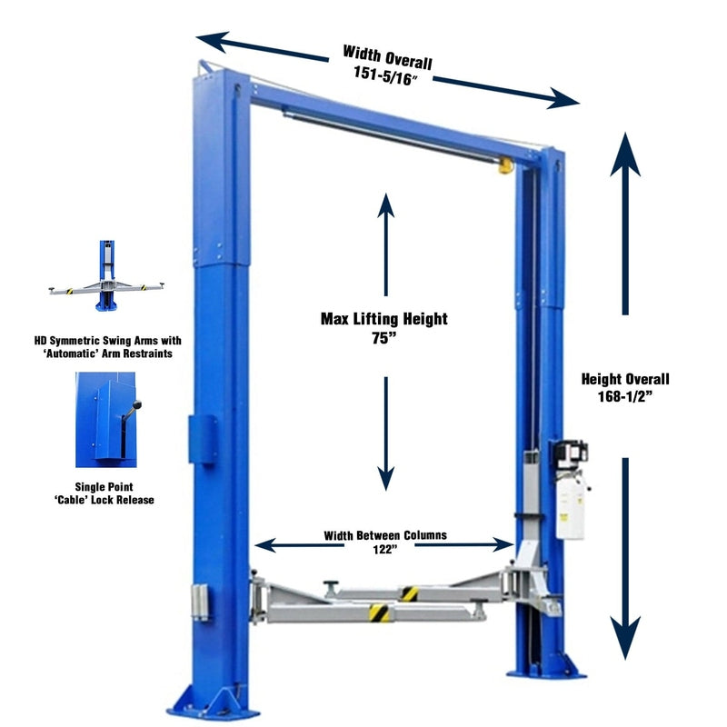 iDEAL TP12KSC-DX 12,000 lb Two Post Lift -- Direct Drive ALI Certified W/PU - Image 3