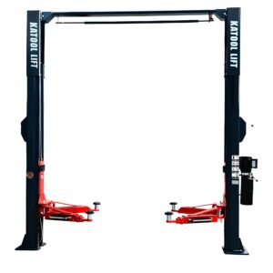 Katool KT-AS110D 11,000 lb Asymmetric Two-Post Lift — Direct Drive, Single-Point Lock Release