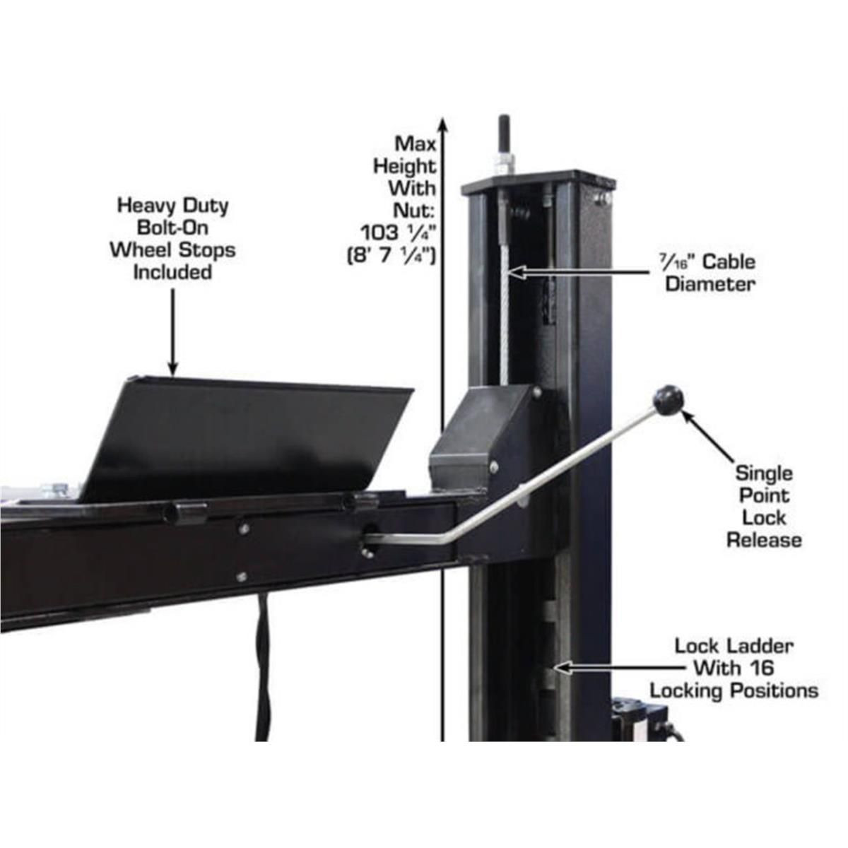 Atlas Apex 9 ALI Certified 9,000 lb. Capacity 4-Post Lift - Image 41