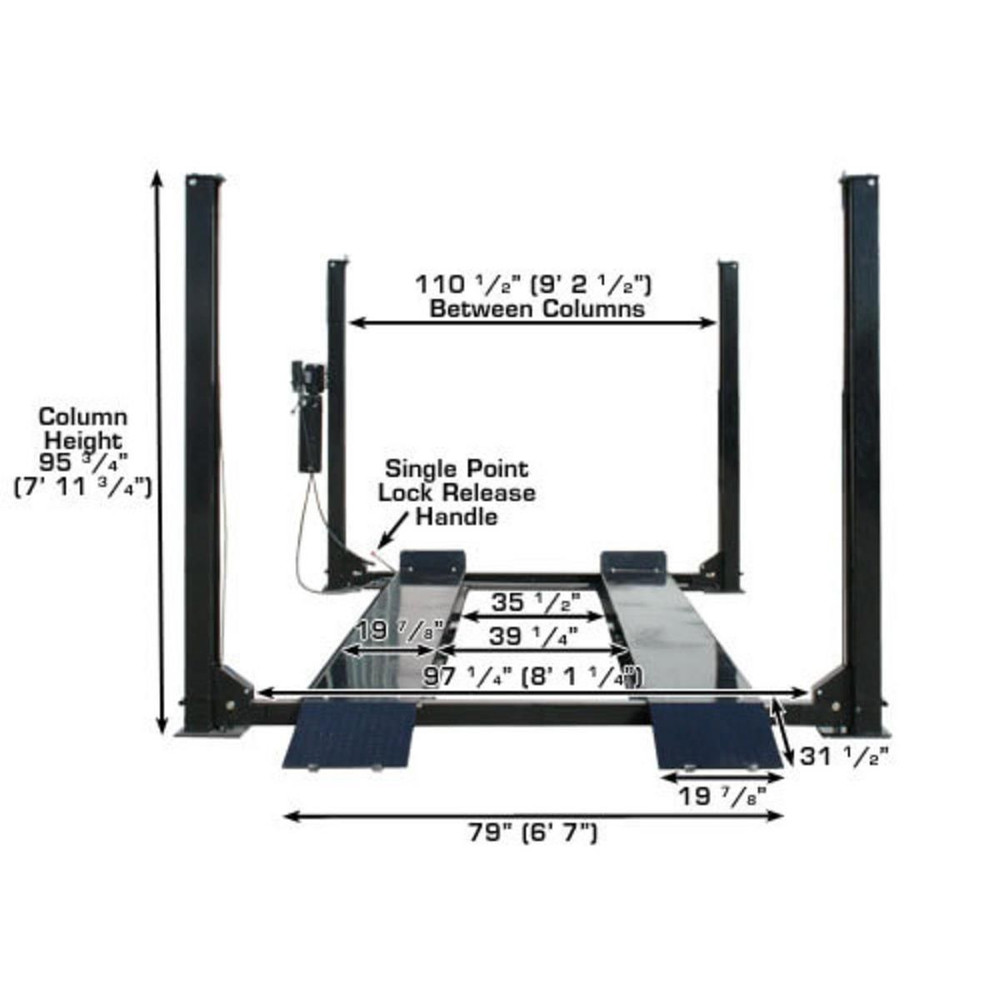 Atlas Garage PRO9000 Extra Tall/Extra Wide Portable Heavy Duty 9,000 lb. Capacity 4-Post Lift - Image 13