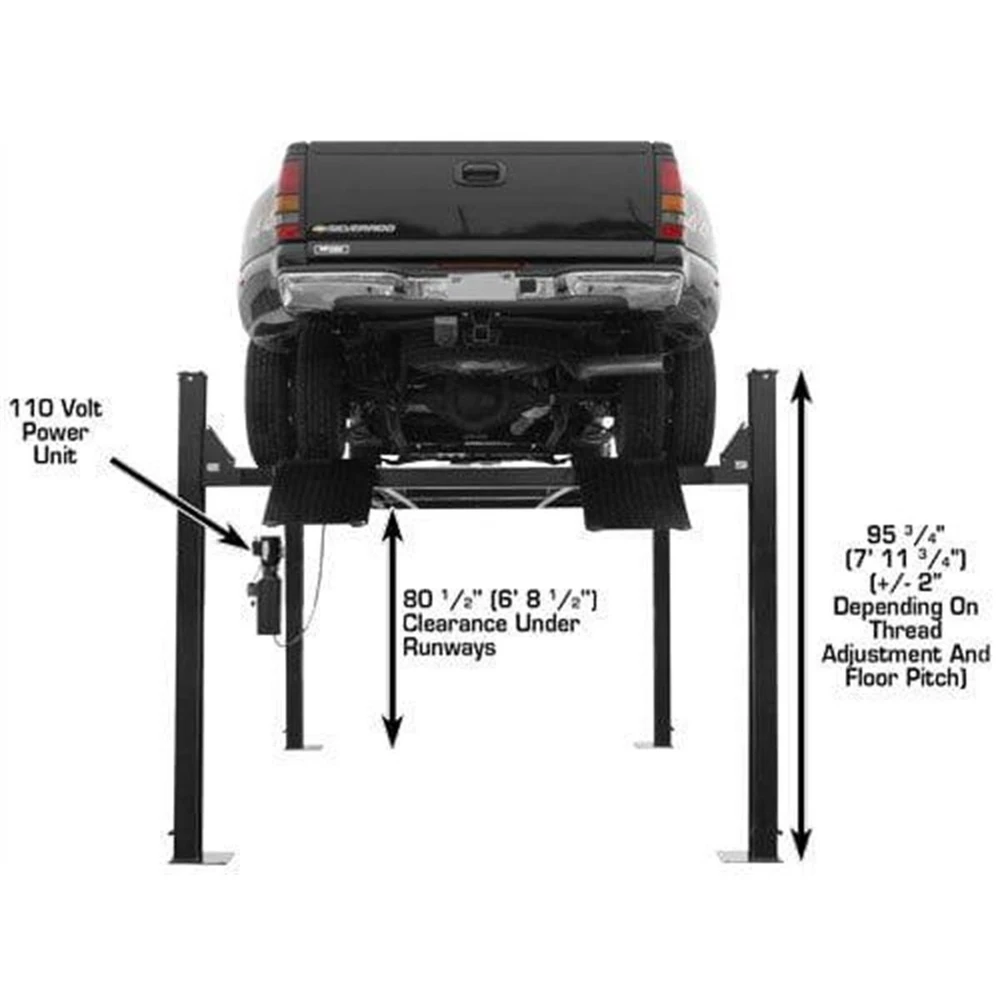 Atlas Garage PRO9000 Extra Tall/Extra Wide Portable Heavy Duty 9,000 lb. Capacity 4-Post Lift - Image 12