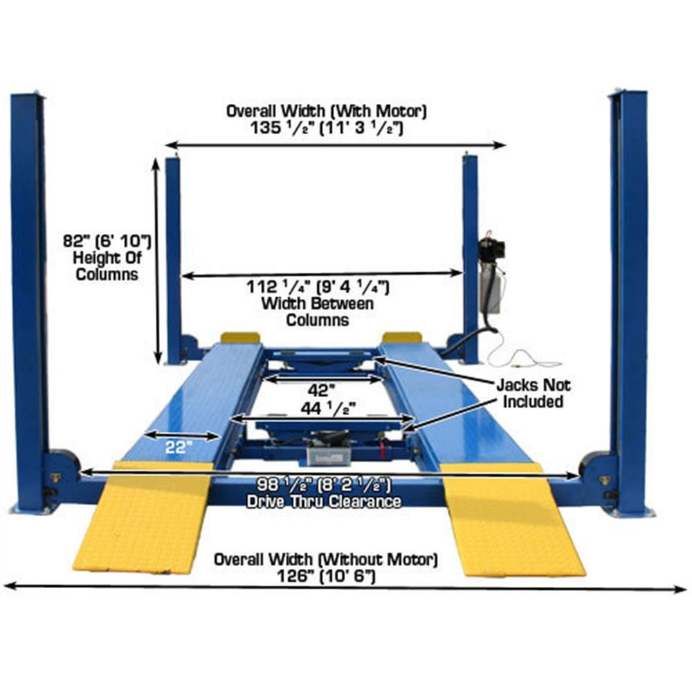 Atlas 412 12,000 lb. 4-Post Lift + RJ6 Rolling Jacks Combo - Image 9