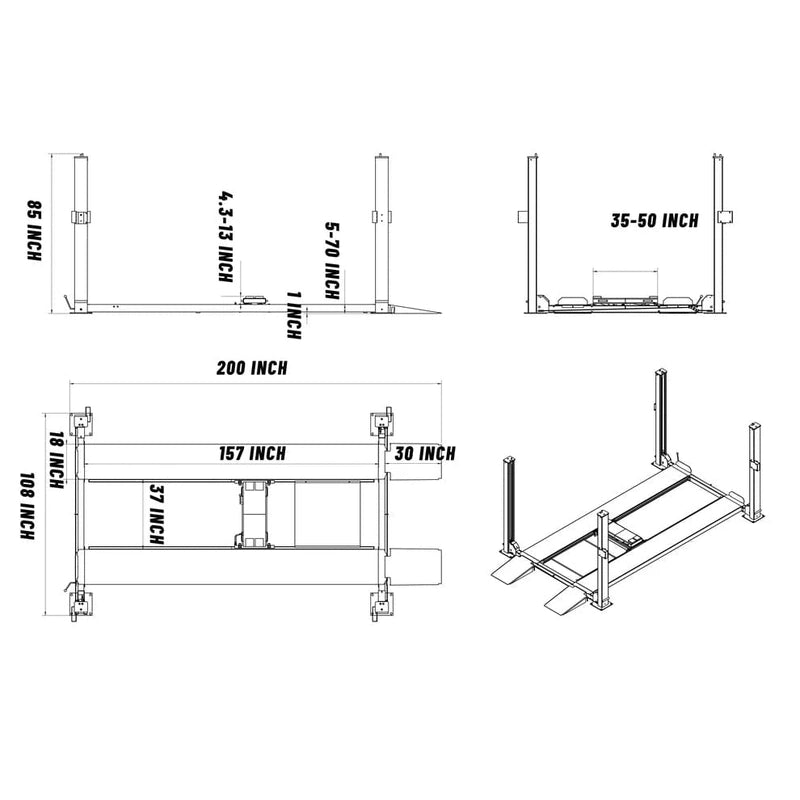 Katool KT-4H850 8,500lbs Heavy Duty 4 Post lift - Image 15